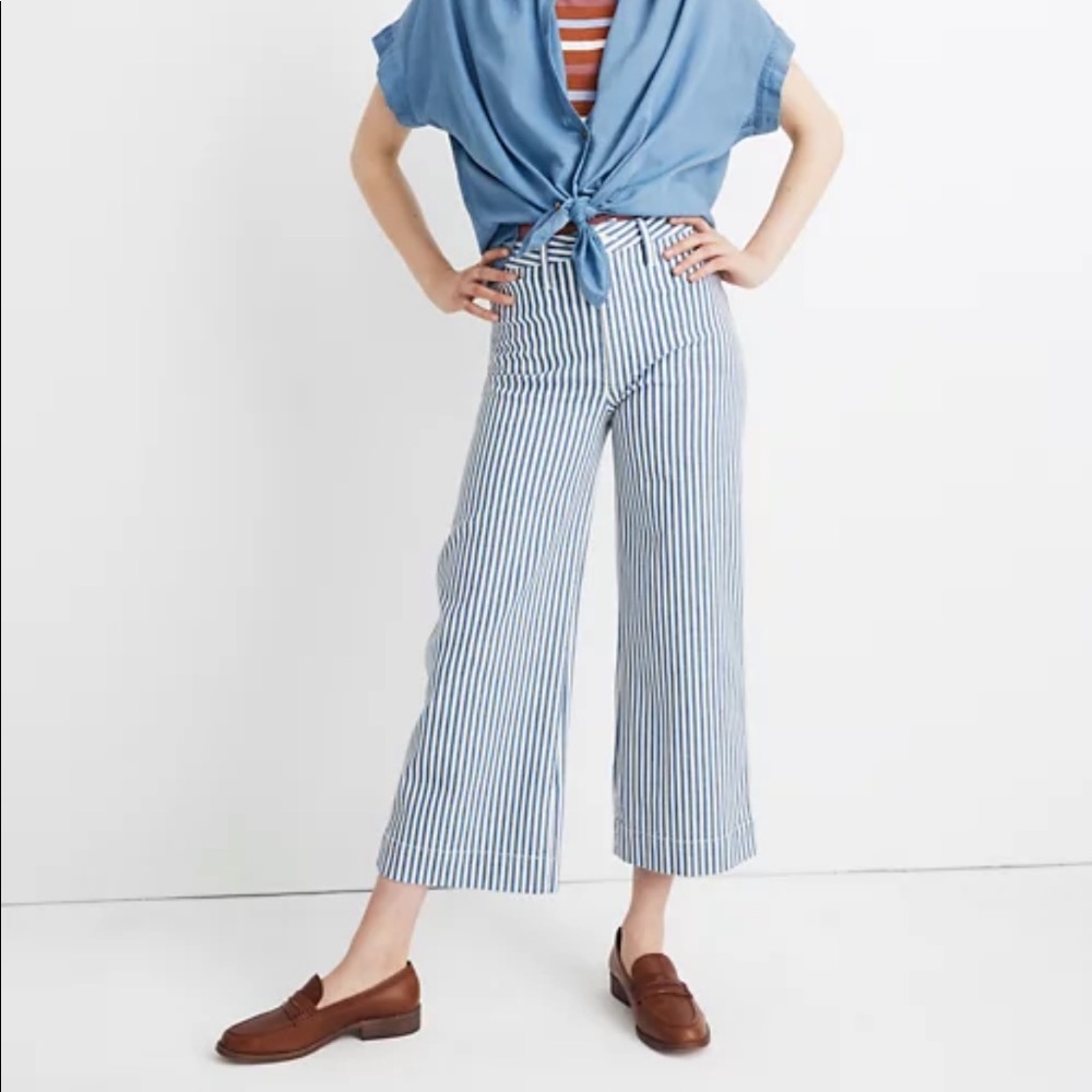 Madewell Blue and White Striped Emmet Pant